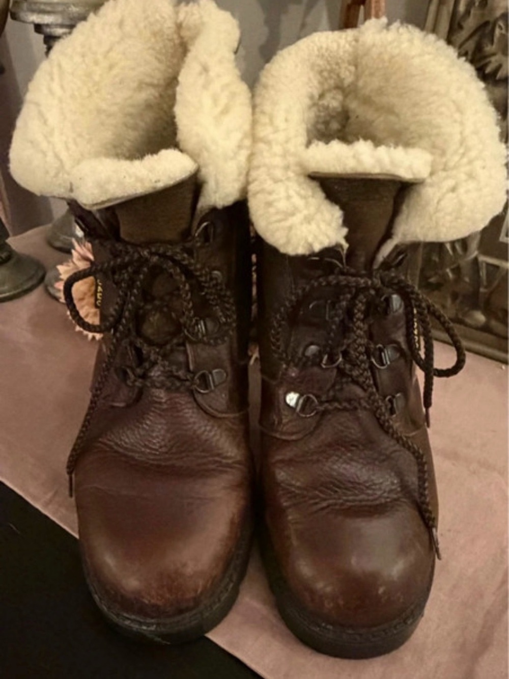 Blondo Brown Leather Shearling Lined Winter Boots Size 8 - Picture 2 of 8